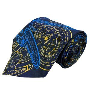 Ralph Marlin Mens Navy Blue Polyester USS Enterprise Starfleet Tie Spaceprint